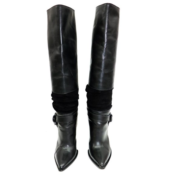 $1,200 THAKOON ITALIAN WESTERN POINTED TOE THIGH HIGH LEATHER BOOTS BUCKLE 36 - Picture 3 of 11